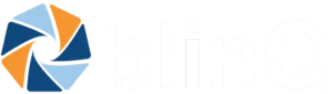 Liggende blinQ logo i hvit